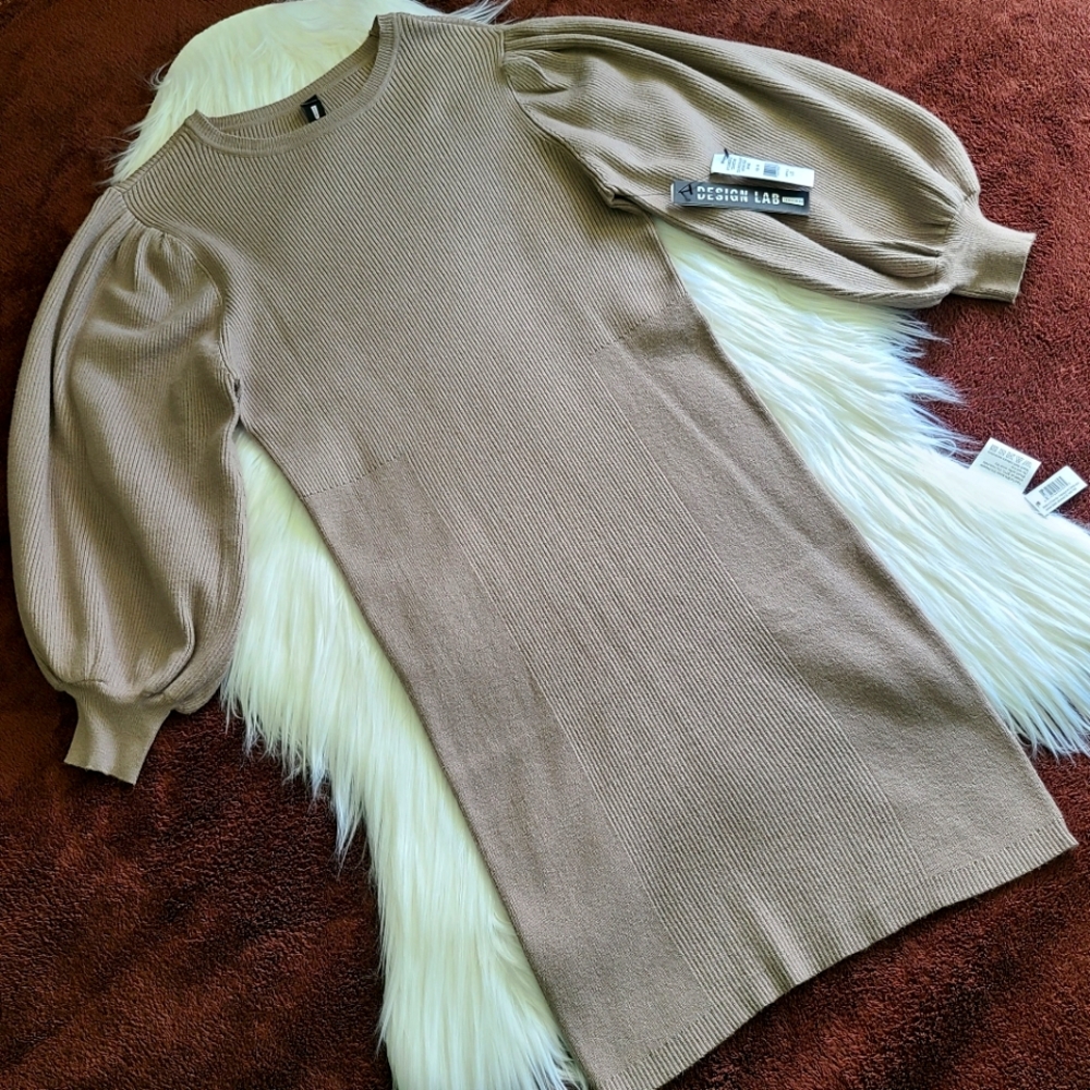 Puff-sleeve sweater dress - size L (fit like M)